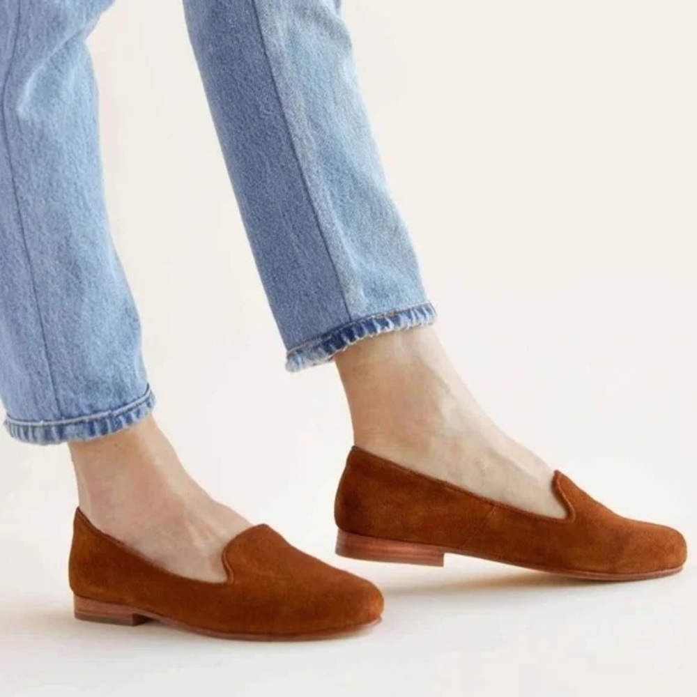 Nisolo Women’s Suede Leather Smoking Loafer in Nutmeg Size 8.5